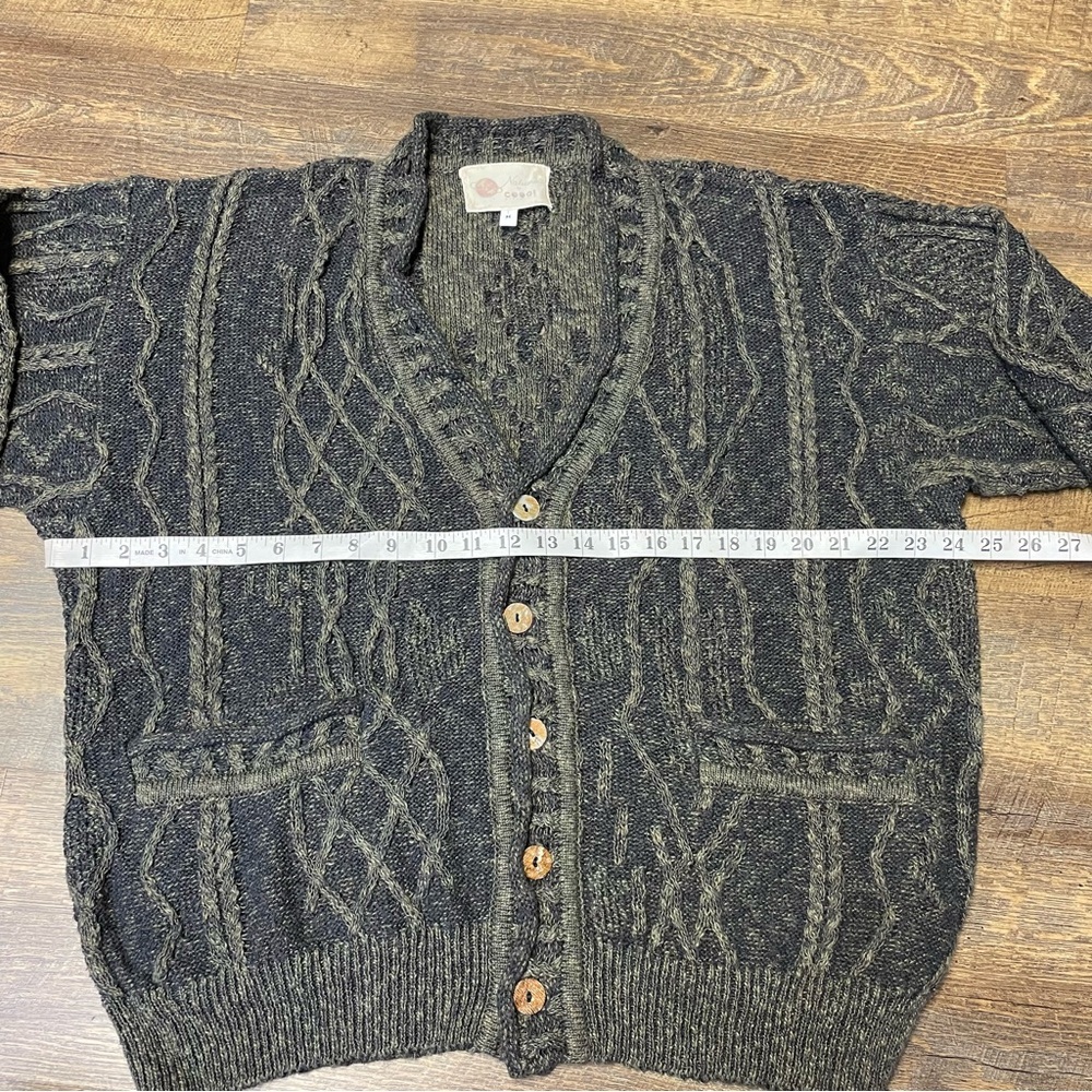 VTG Naturals By COOGI Australia Earth Tone 3D Knit Sweater Linen Cotton Cardigan - Picture 3 of 13